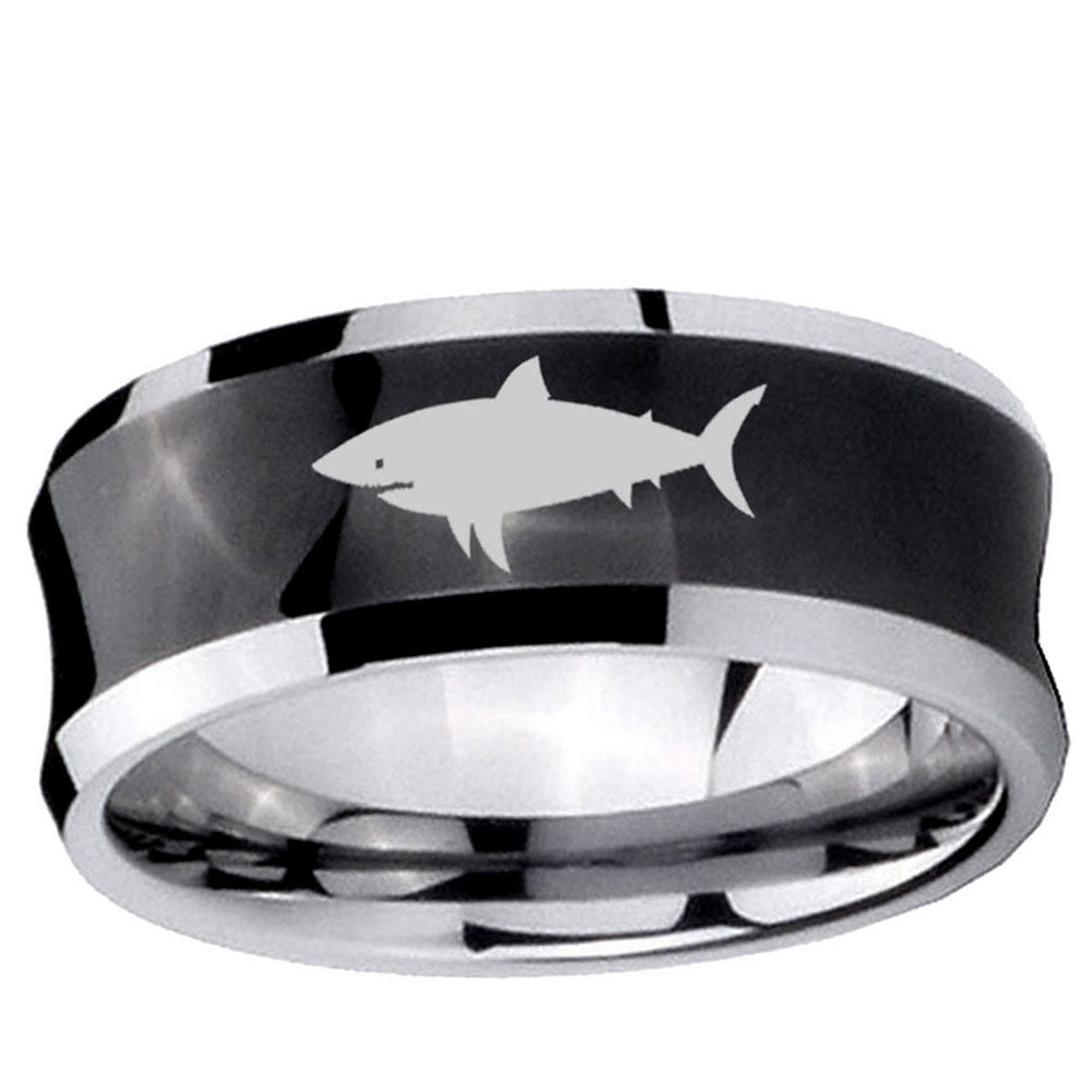 5MMShark Concave Black Tungsten Carbide Men's Ring