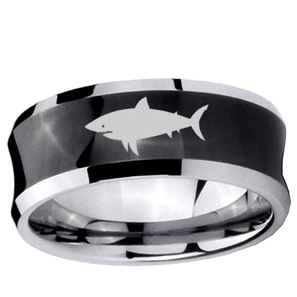 10mm Shark Concave Black Tungsten Ring