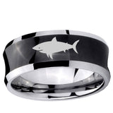 5, 8mm Shark Concave Black Tungsten Ring