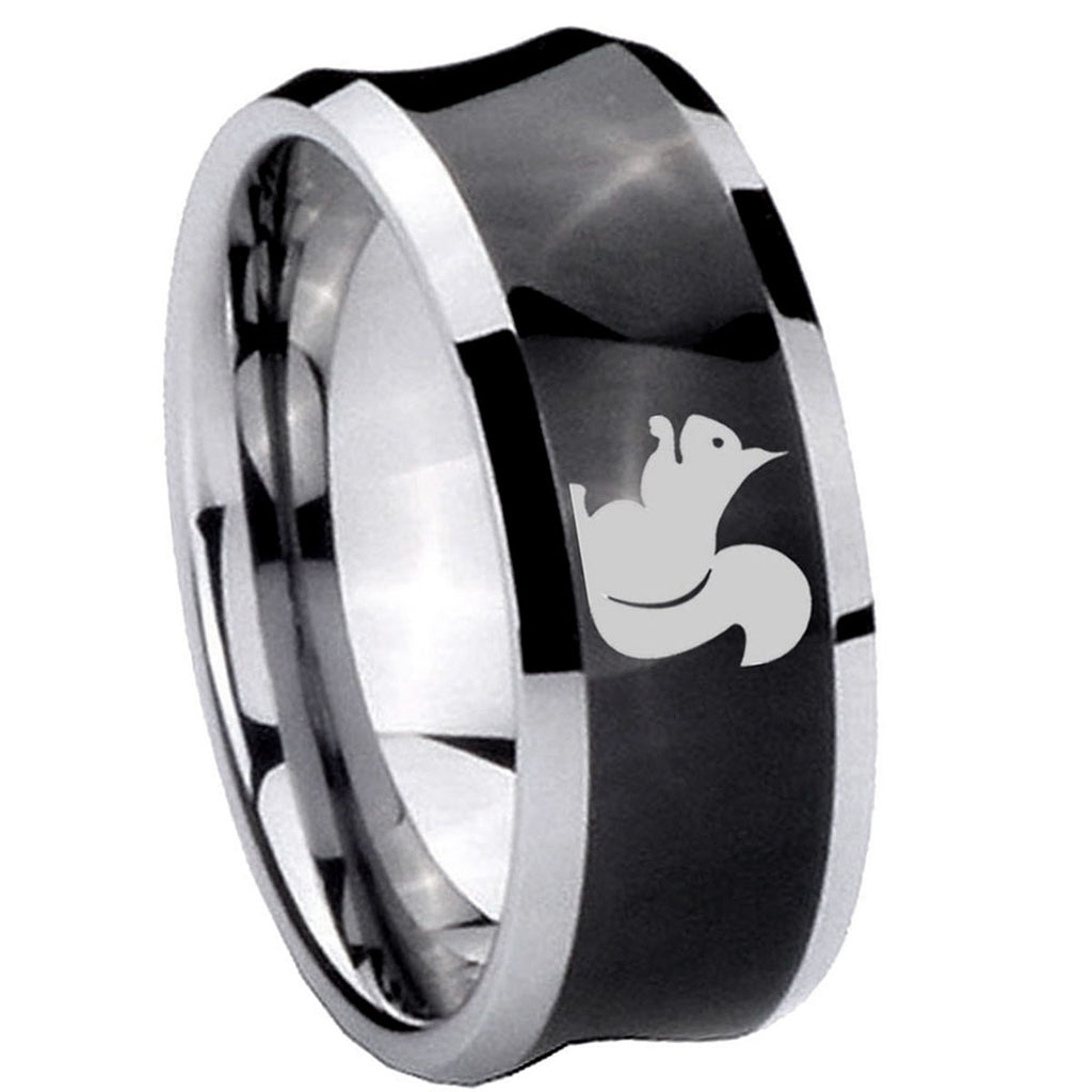 8MM Squirrel Concave Black Tungsten Carbide Men's Ring