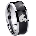 8MM Squirrel Concave Black Tungsten Carbide Men's Ring