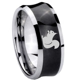 8mm Squirrel Concave Black Tungsten Carbide Men's Ring