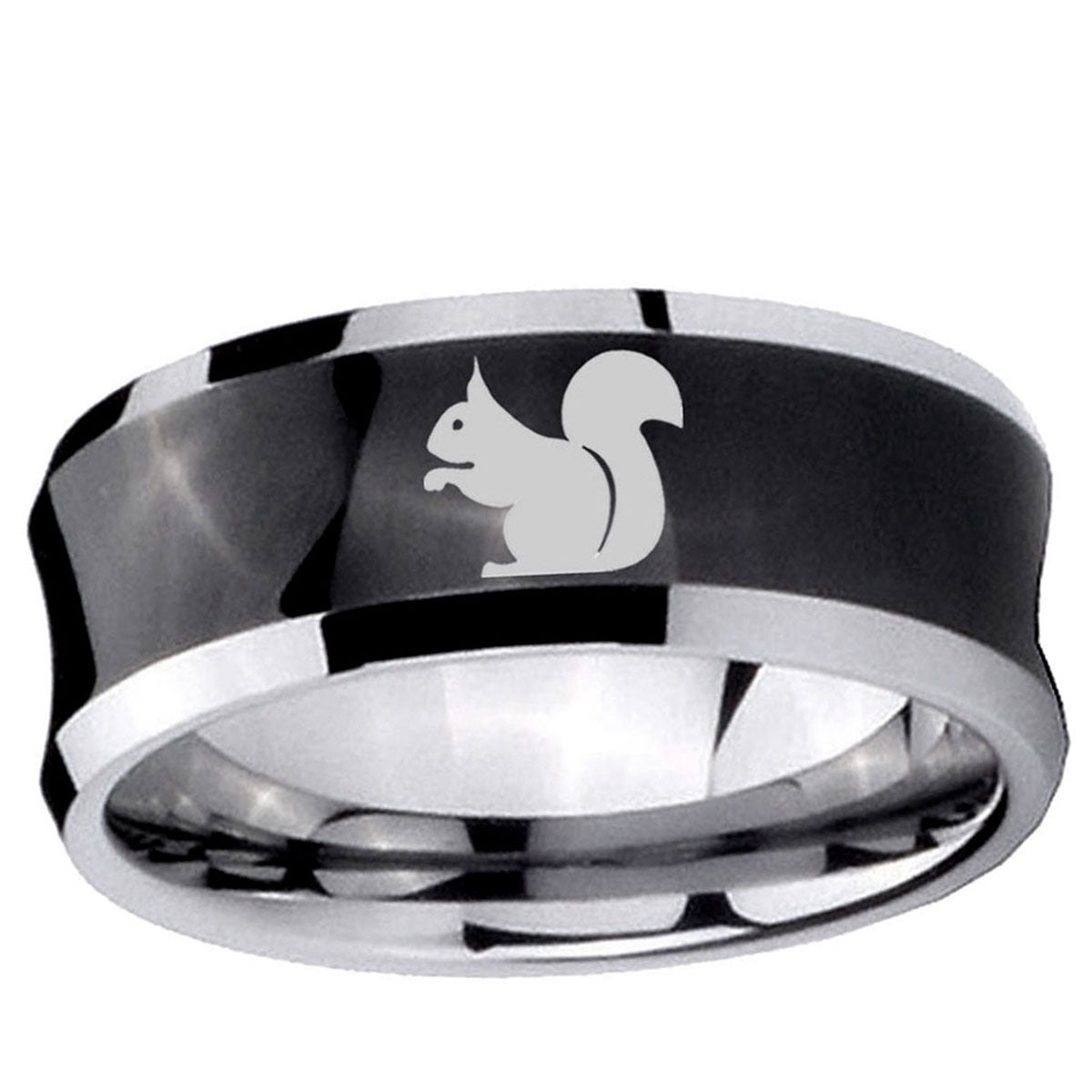 5MMSquirrel Concave Black Tungsten Carbide Men's Ring
