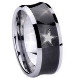 10mm-Cowboys-Star-Concave-Black-Tungsten-Carbide-Men's-Engagement-Band