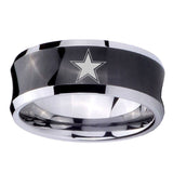 10mm-Cowboys-Star-Concave-Black-Tungsten-Carbide-Men's-Engagement-Band