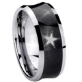 8MM Cowboys Star Concave Black Tungsten Carbide Men's Ring