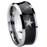 10mm Cowboys Star Concave Black Tungsten Carbide Men's Engagement Band