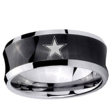 5, 8mm Cowboys Star Concave Black Tungsten Ring