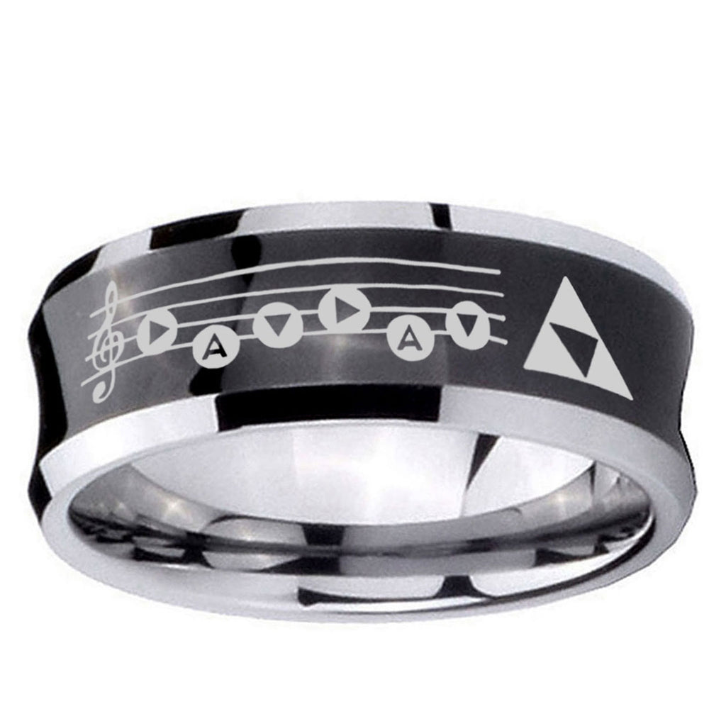 5MMOcarina Songs Zelda Concave Black Unique Men Wedding Ring