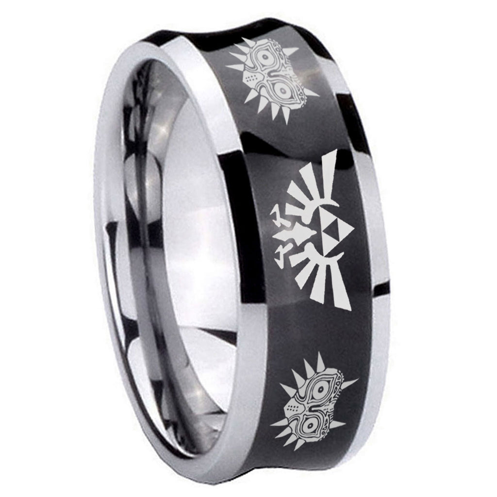 8MM Zelda Majora's Mask Concave Black Unique Men Wedding Ring