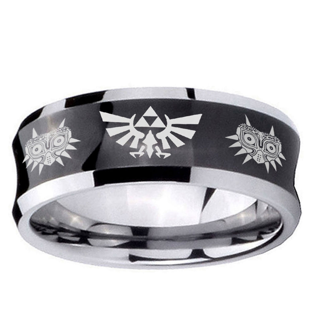 5MMZelda Majora's Mask Concave Black Unique Men Wedding Ring