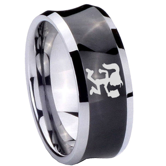 8mm-Hatchet-Woman-Concave-Black-Tungsten-Carbide-Men's-Ring
