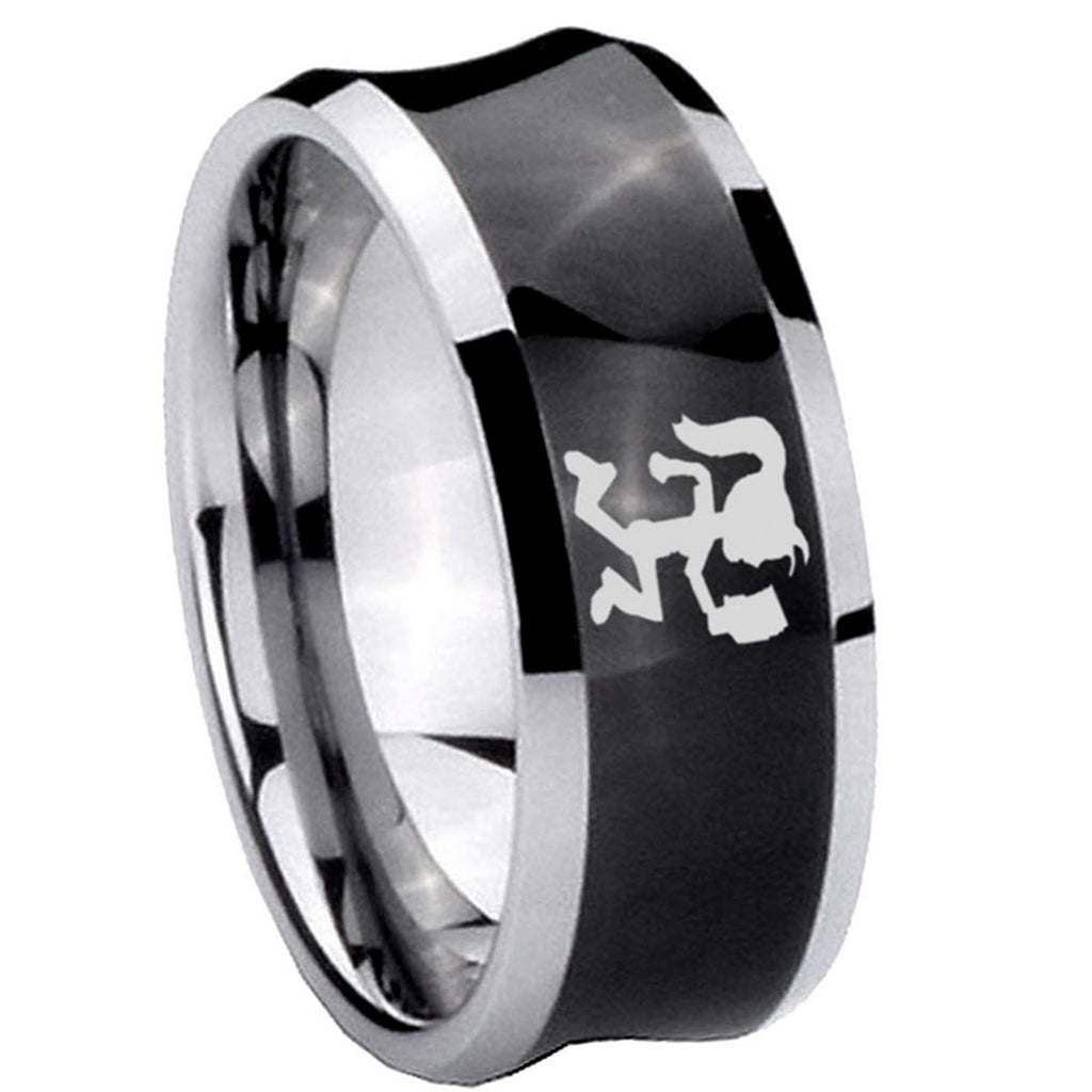 8MM Hatchet Woman Concave Black Tungsten Carbide Men's Ring