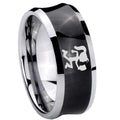 8MM Hatchet Woman Concave Black Tungsten Carbide Men's Ring