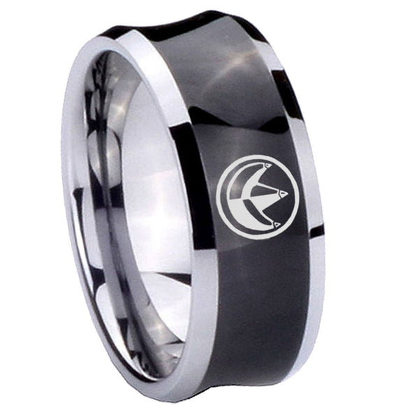 10mm-Green-Ranger-Power-Concave-Black-Tungsten-Carbide-Men's-Engagement-Band