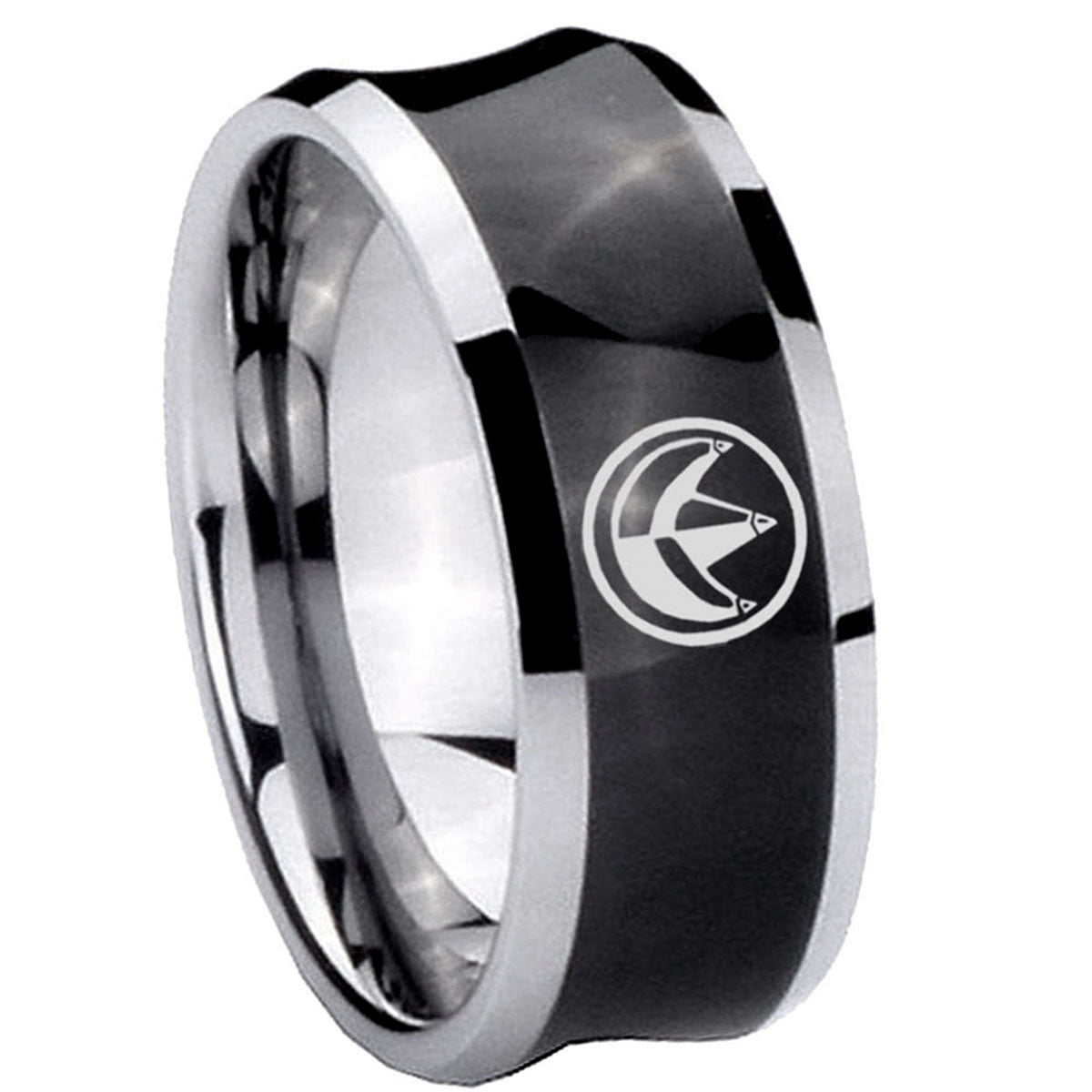10mm Green Ranger Power Concave Black Tungsten Carbide Men's Engagement Band