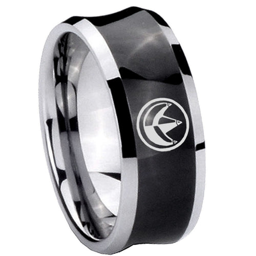 10mm Green Ranger Power Concave Black Tungsten Carbide Men's Engagement Band