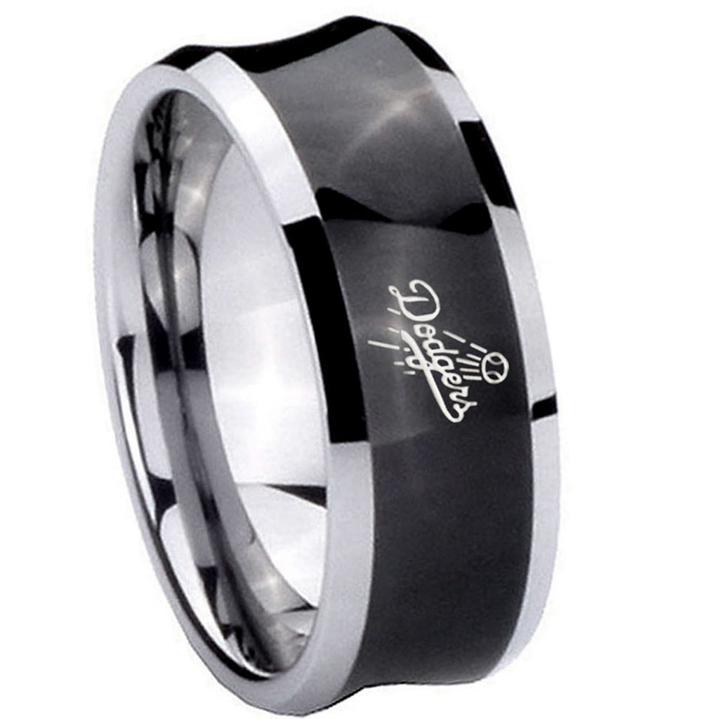 8MM LA Dogers MLB Baseball Concave Black Tungsten Wedding Band