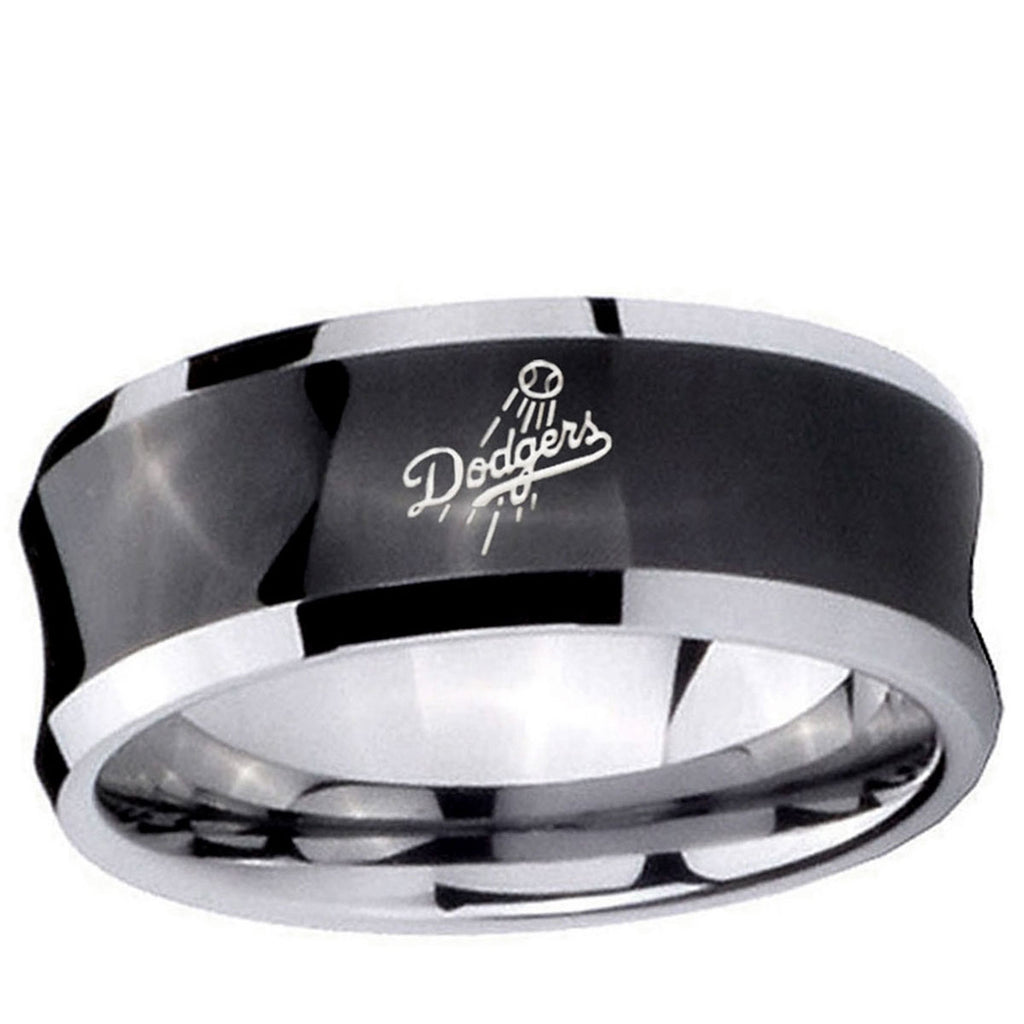 5MMLA Dogers MLB Baseball Concave Black Tungsten Wedding Band