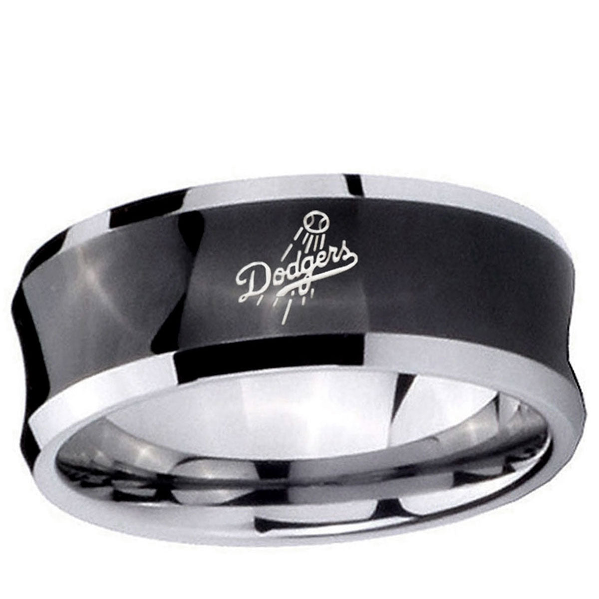 5MMLA Dogers MLB Baseball Concave Black Tungsten Wedding Band
