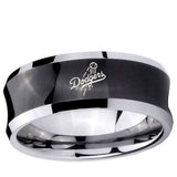 5, 8mm LA Dogers MLB Baseball Concave Black Tungsten Ring