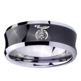 10mm-Masonic-Shriners-Concave-Black-Tungsten-Carbide-Men's-Wedding-Band