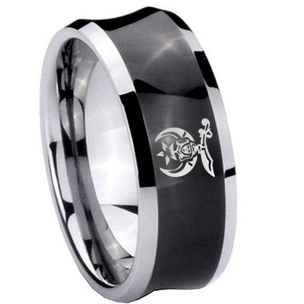 8MM Masonic Shriners Concave Black Tungsten Engagement Ring