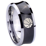 8mm-Basketball-Concave-Black-Tungsten-Carbide-Men's-Engagement-Band
