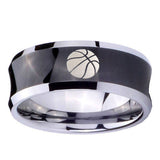 8mm-Basketball-Concave-Black-Tungsten-Carbide-Men's-Engagement-Band