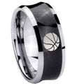 8MM Basketball Concave Black Tungsten Men's Engagement Band