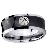 5, 8mm Basketball Concave Black Tungsten Ring