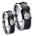 Basketball Concave Black Tungsten Wedding Set Ring