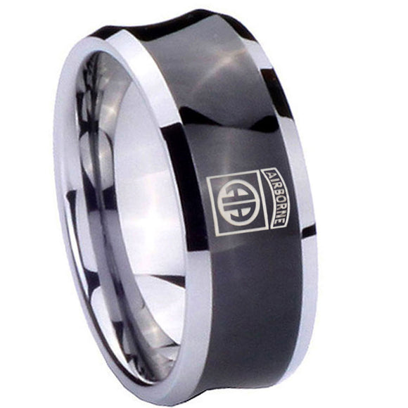 10mm-Army-Airborn-Concave-Black-Tungsten-Carbide-Mens-Wedding-Band