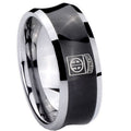10mm Army Airborn Concave Black Tungsten Carbide Mens Wedding Band