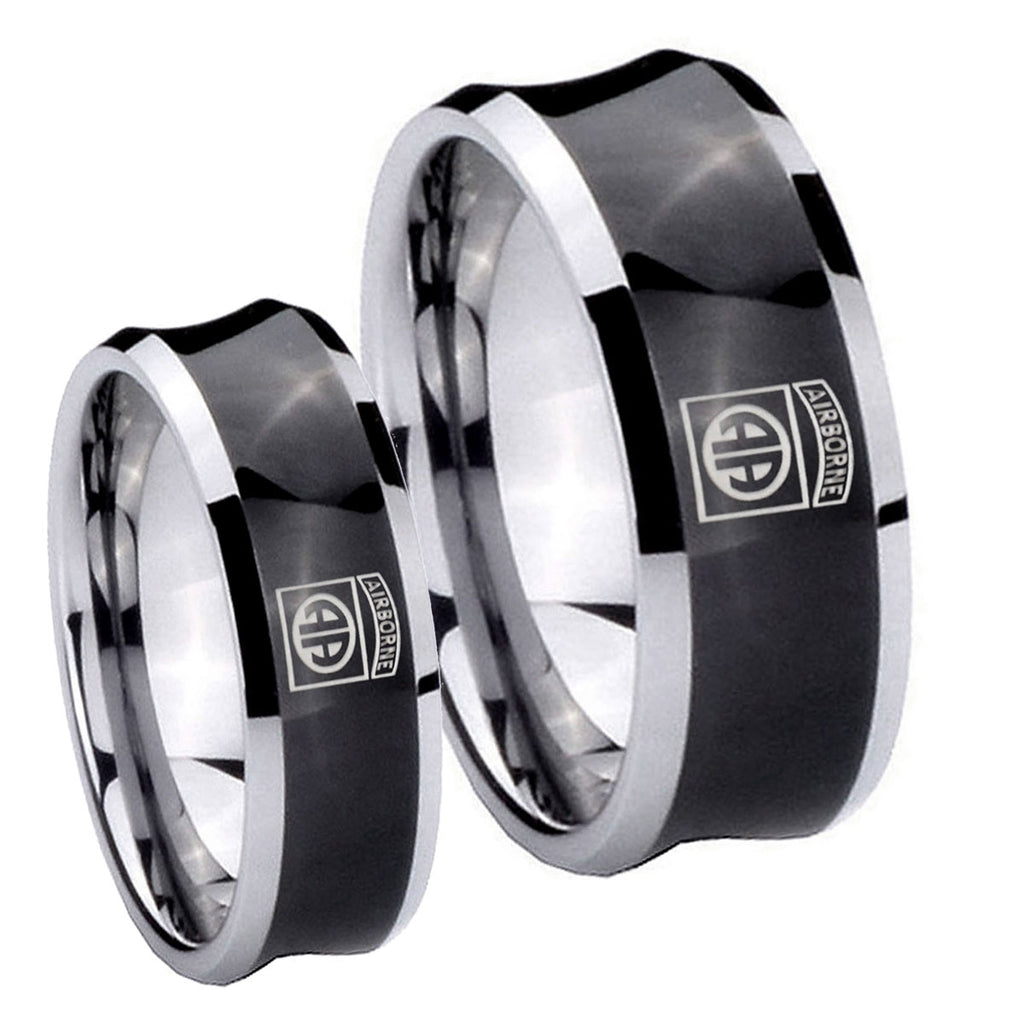 Army Airborn Concave Black Tungsten Couple Rings
