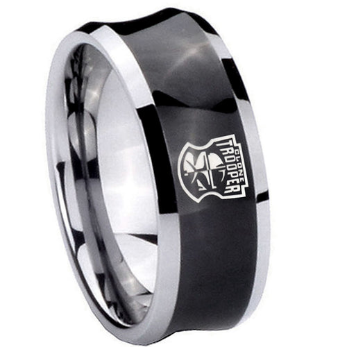 10mm Clone Trooper Concave Black Tungsten Carbide Men's Wedding Band