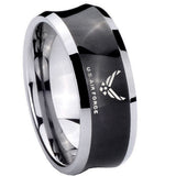 His Her Black Concave US Air Force Two Tone Tungsten Wedding Rings Set