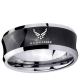 10mm Concave US Air Force Tungsten Carbide Black IP Two Tone Men's Ring