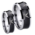Black Concave US Air Force Two Tone Tungsten Mens Set Rings