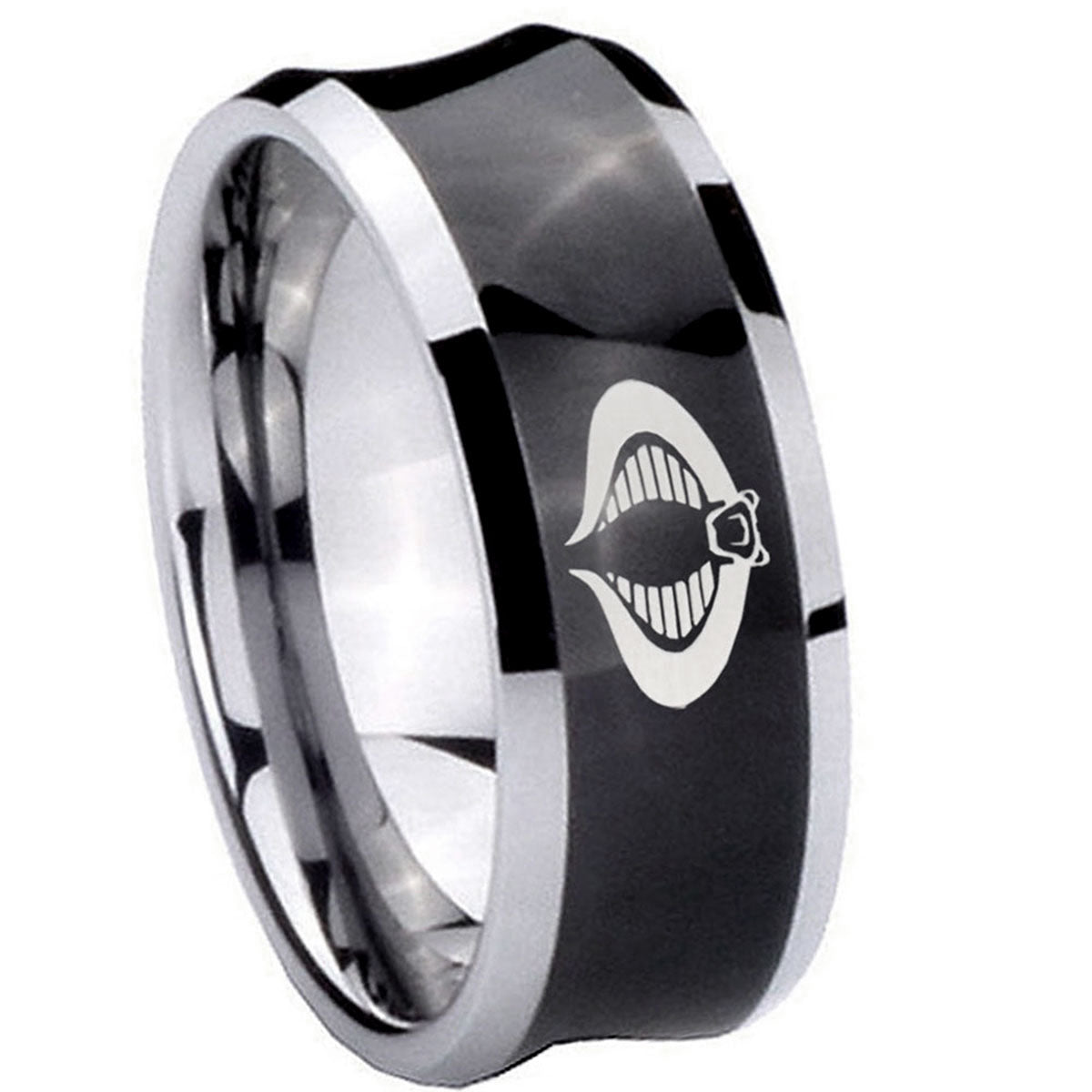 8MM Cobra Concave Black Tungsten Carbide Custom Ring for Men