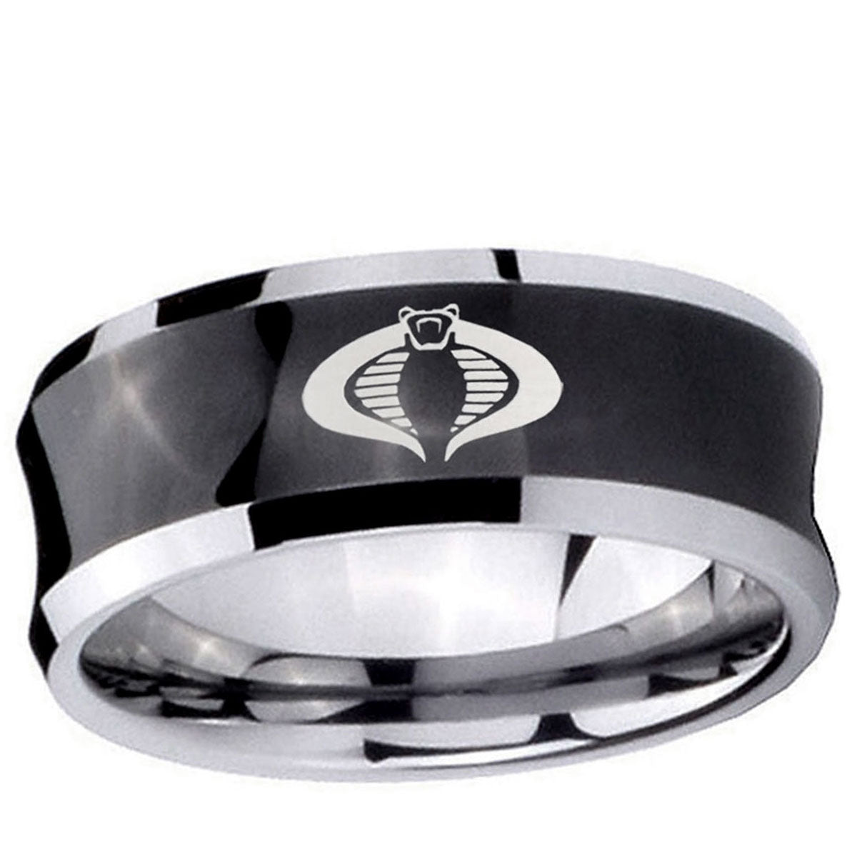10mm Cobra Concave Black Tungsten Ring