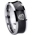 8MM Zelda Hylian Shield Concave Black Tungsten Mens Ring 