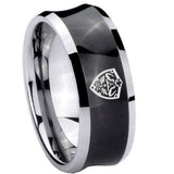 10mm Zelda Hylian Shield Concave Black Tungsten Carbide Wedding Band Mens