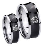 His and Hers Zelda Hylian Shield Concave Black Tungsten Custom Mens Ring Set