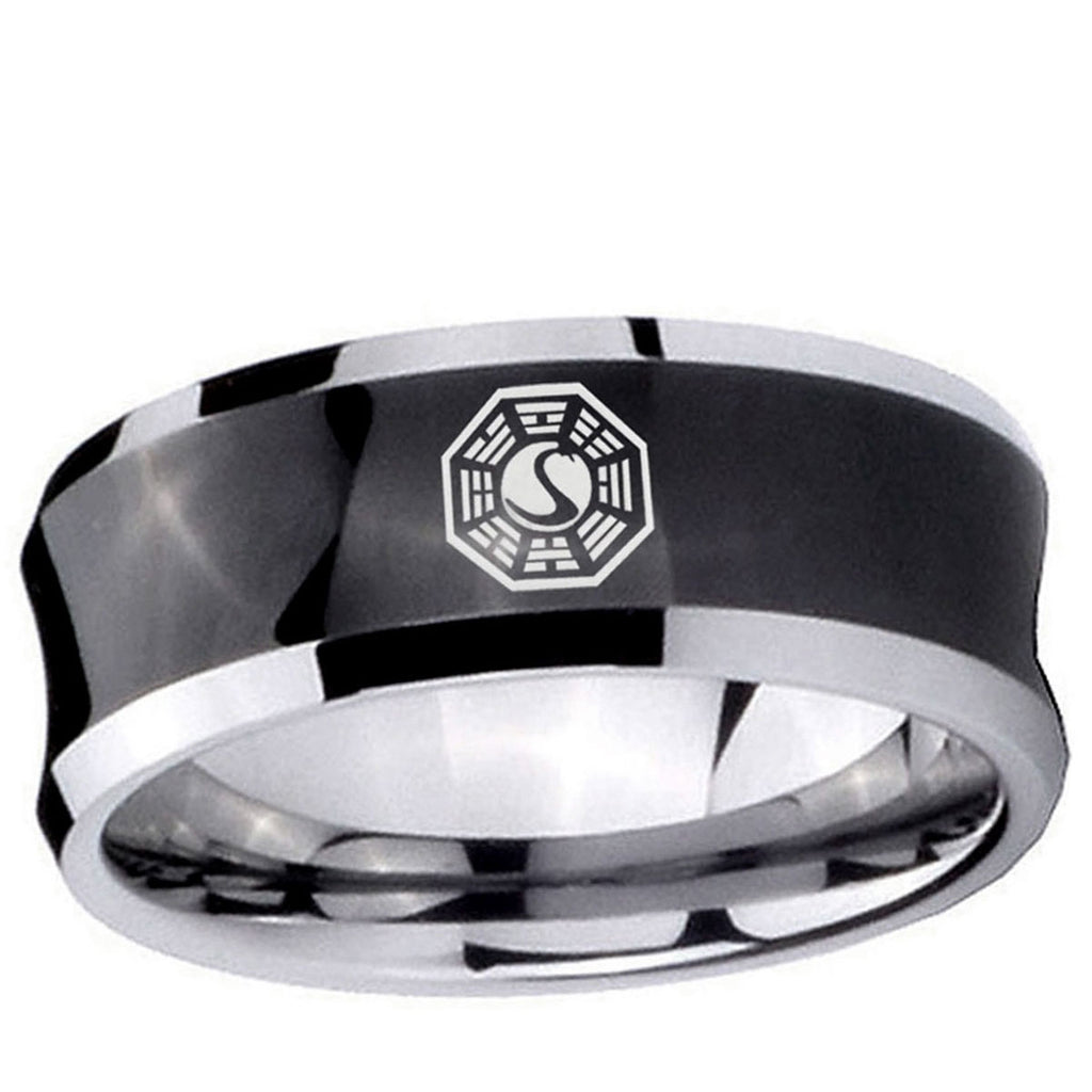 10mm Lost Dharma Concave Black Tungsten Ring