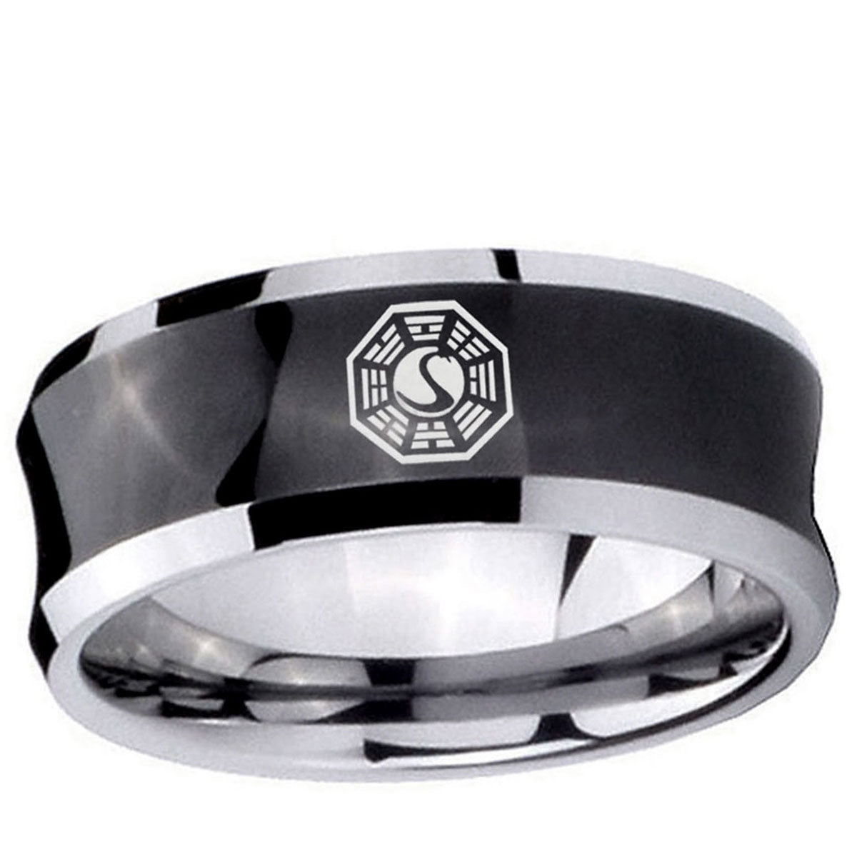 10mm Lost Dharma Concave Black Tungsten Ring