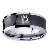 8mm-Military-Pow-Concave-Black-Tungsten-Carbide-Men's-Wedding-Band