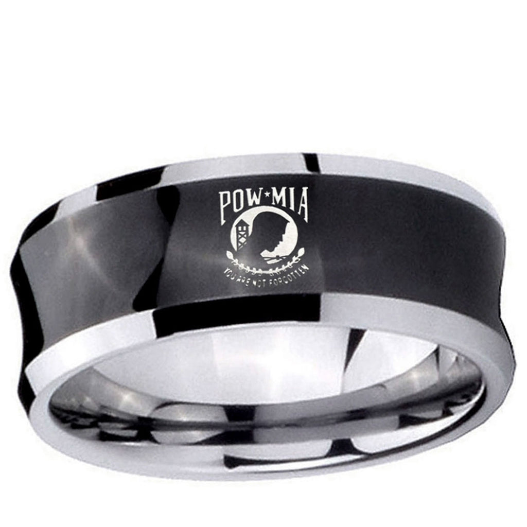 10mm Military Pow Concave Black Tungsten Ring