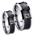 Military Pow Concave Black Tungsten Mens Band Set