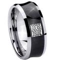 10mm Celtic Design Concave Black Tungsten Carbide Mens Wedding Ring